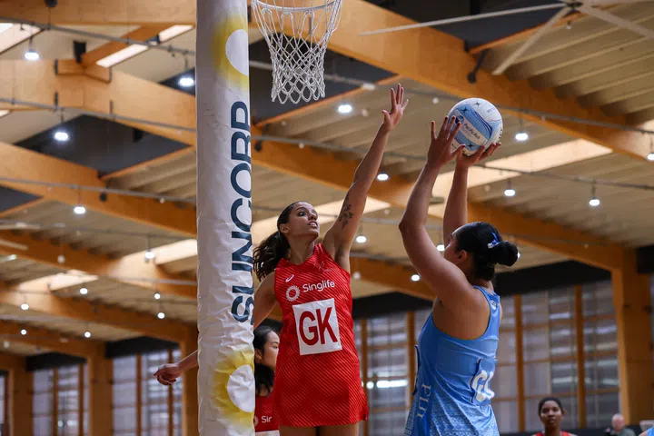 Sindhu Nair during a Spirit Series netball match between Fiji and Singapore on July 8, 2026 in Sydney, Australia.