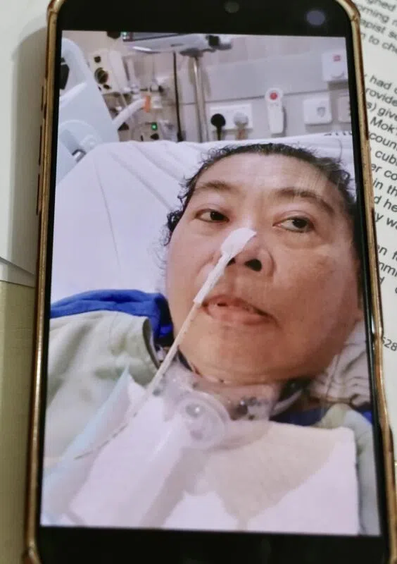 家属指，莫锦英术后恢复情况良好。（曾美玲摄）