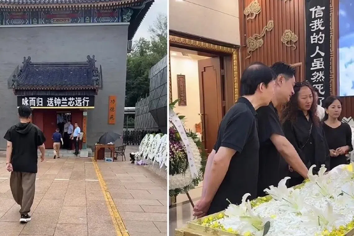 黄安到场致哀，一看到老友千百惠棺木泣不成声。（互联网）