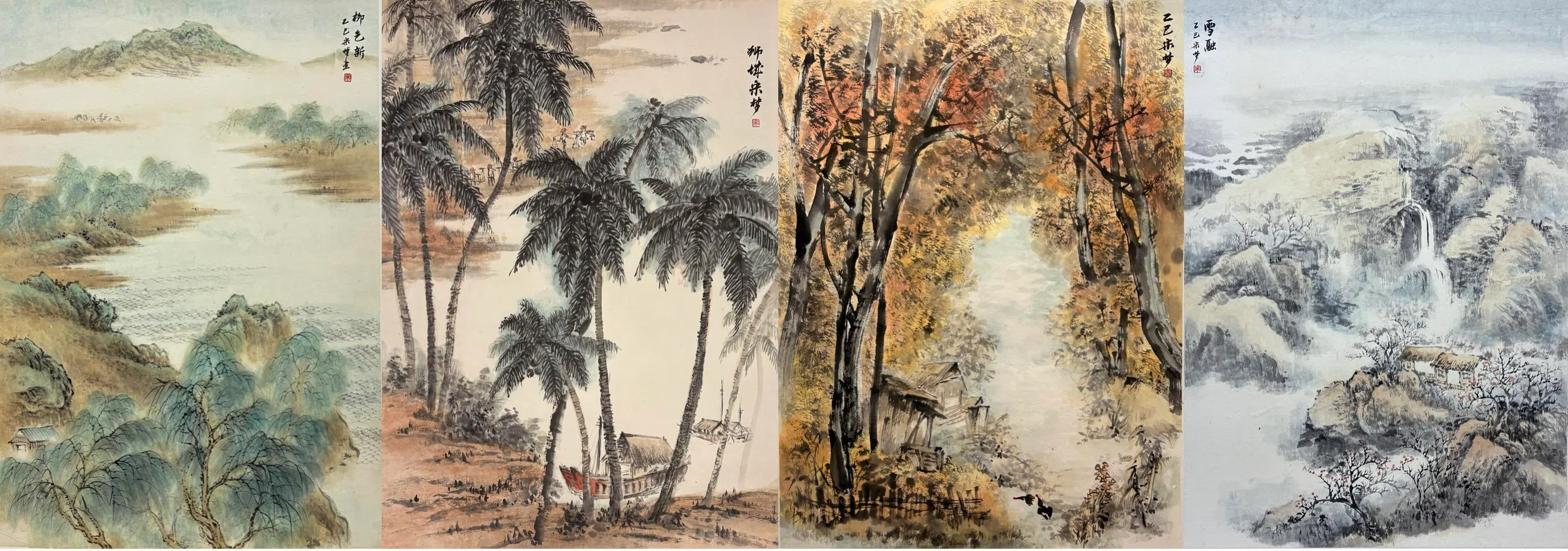 宋梦的四季系列之四季连屏。（宋梦提供）