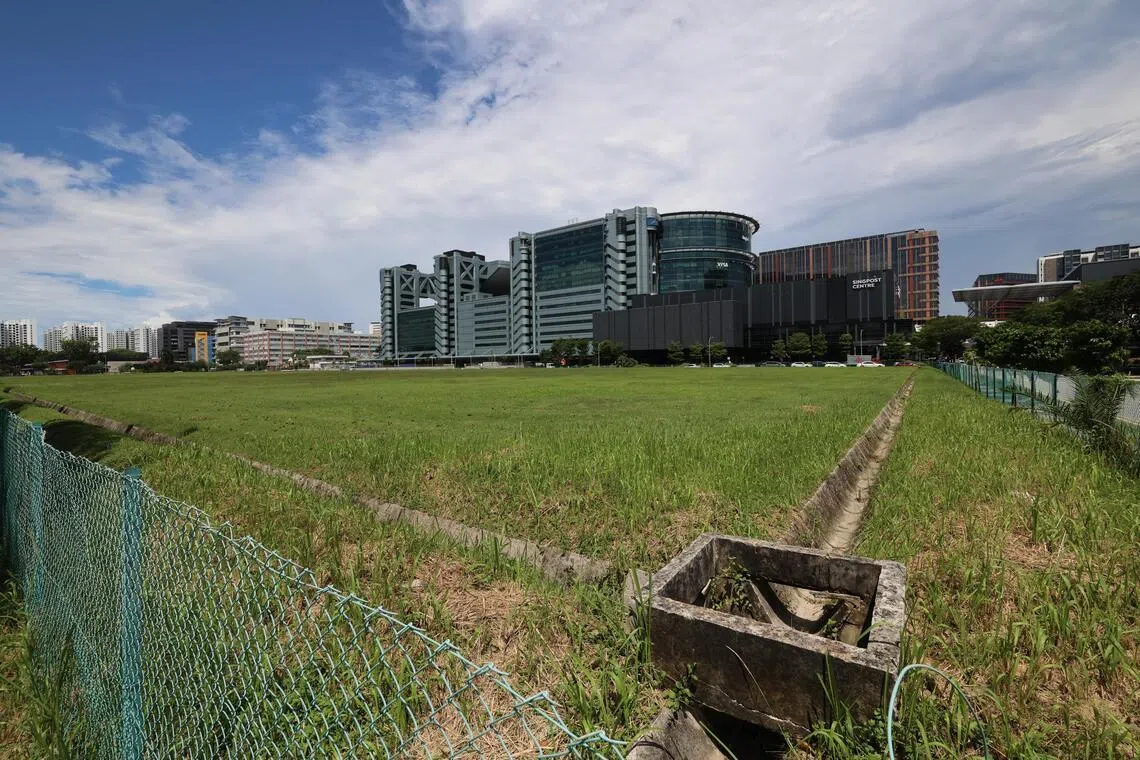 新邮政中心前方的空地，已在市区重建局2025年发展总蓝图草案中被规划为医疗保健用途地段。（邝启聪摄）