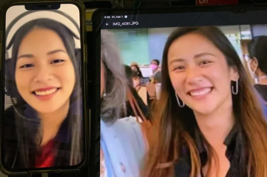 57岁的阿尔丰斯为证明心中猜想，要求与女密友“Olivia Wong”（左）视频通话，发现视频与照片存在差异，意识到自己被骗。（受访者提供）