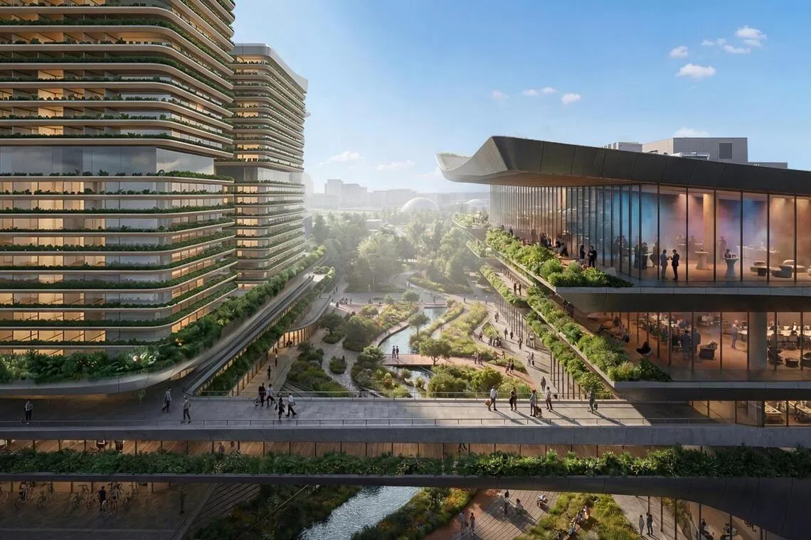 在市中心兴建的新会展中心可能设在滨海湾附近的海峡景，将集会展设施、住宿、餐饮与零售、娱乐和景点于一处。（旅游局构想图）
