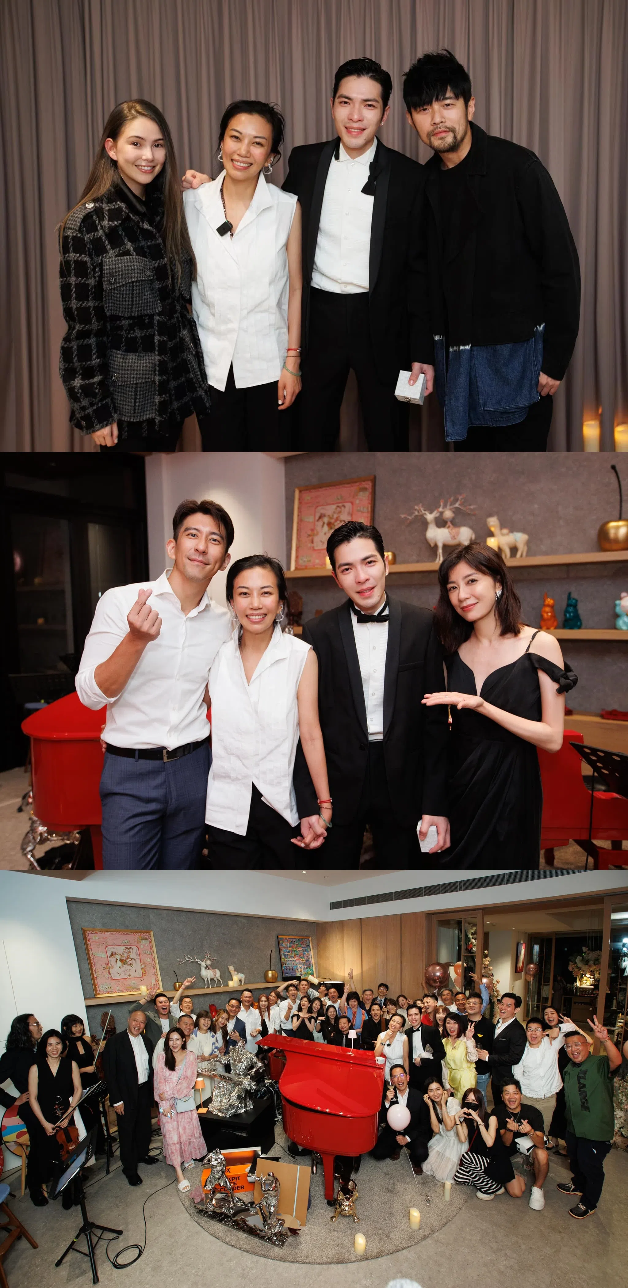 周杰伦、昆凌、修杰楷、贾静雯等明星都见证了萧敬腾的求婚。（取自喜鹊娱乐脸书）
