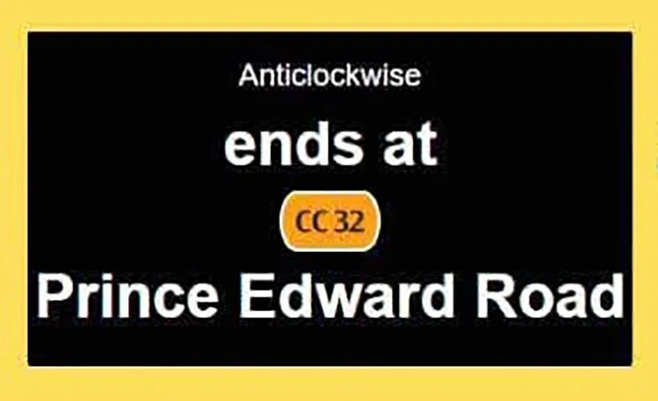 显示屏上第一行指的是列车是朝“逆时针”（Anticlockwise）方向在环线上行驶；“ends at Prince Edward Road”则指列车不会沿着完整环线行驶，而是会以爱德华太子路站为终点站。（陆交局脸书贴文截图）
