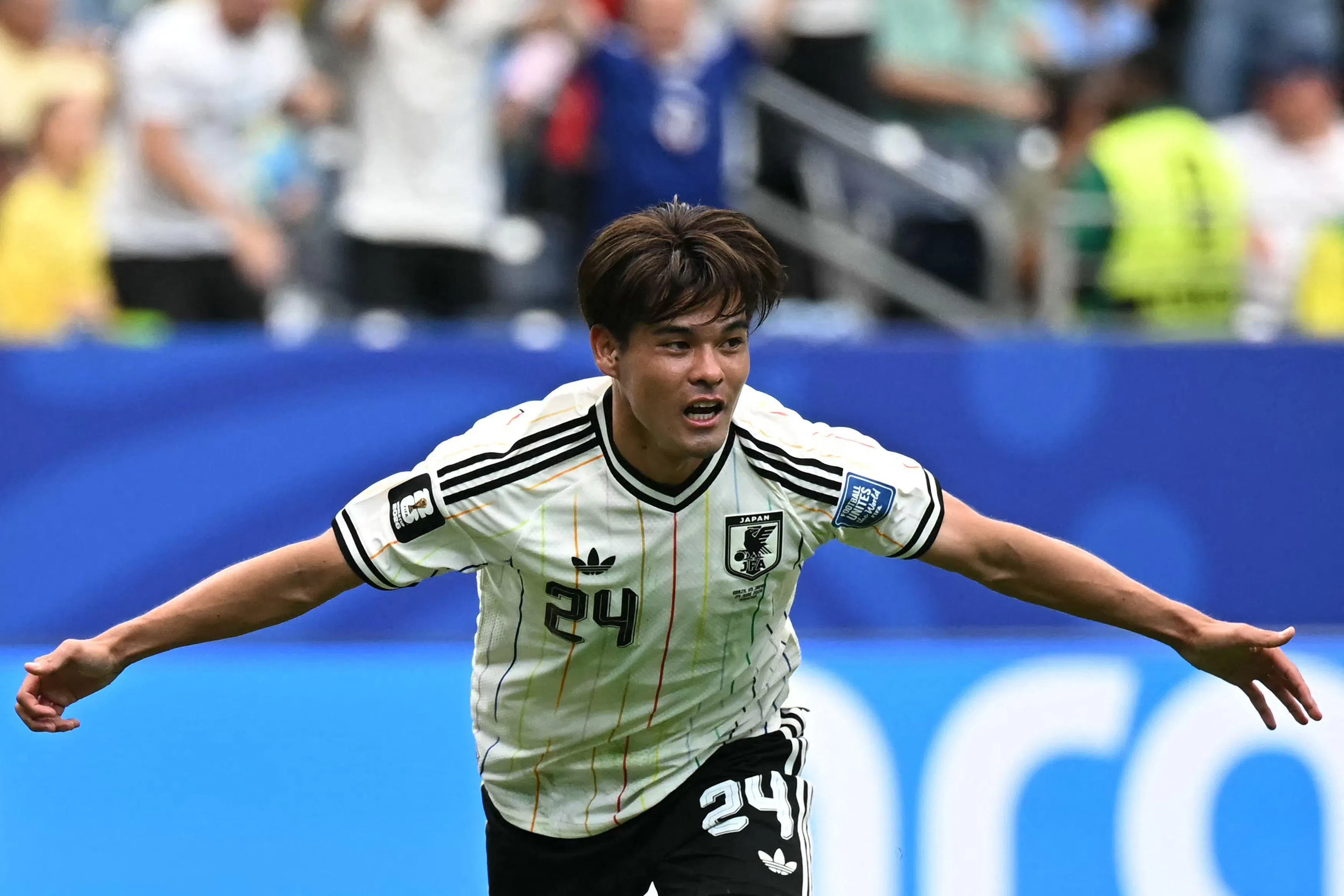 两年前曾卷入轮奸风波的佐野海舟，本届世界杯表现出色，外界焦点也逐渐回到他在球场上的表现。（法新社）