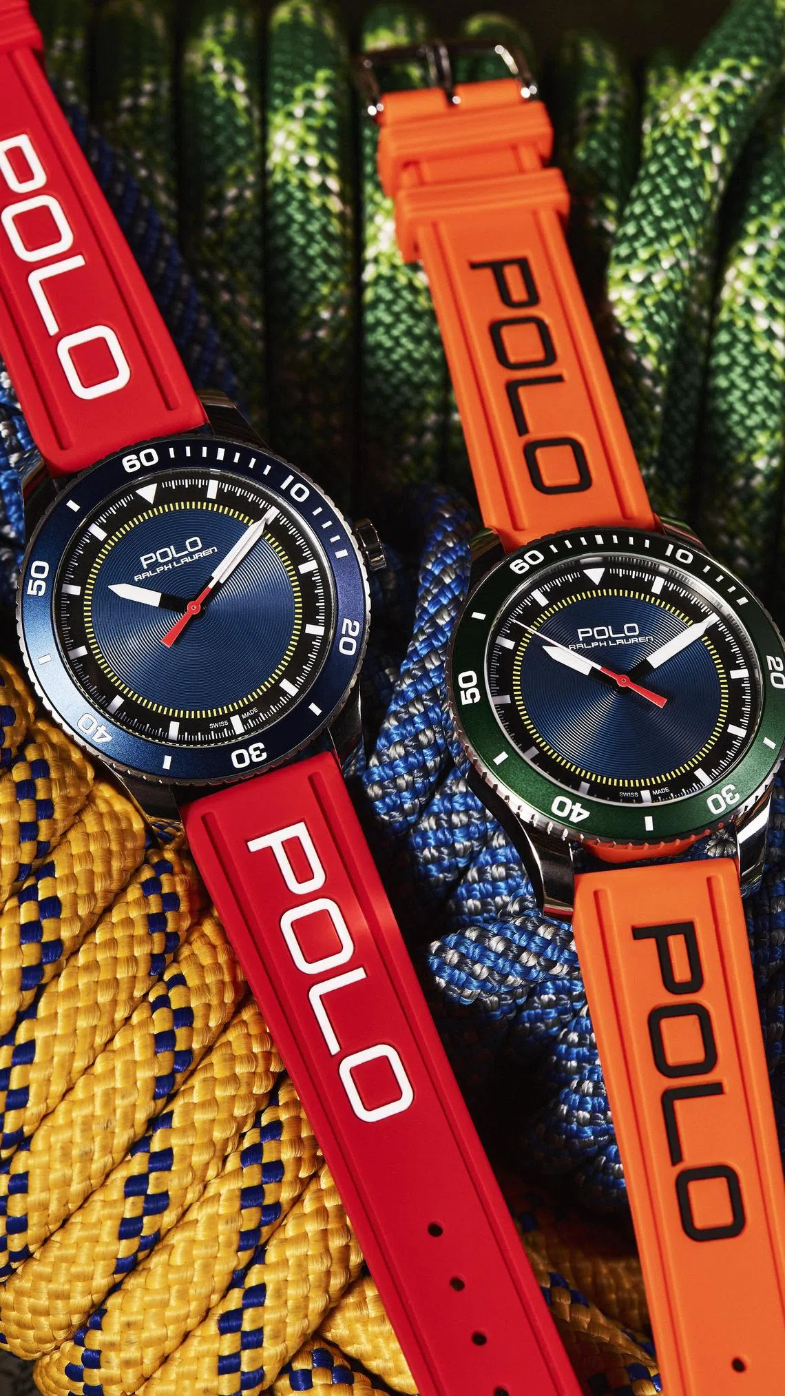 新一代Polo Watch系列融合运动活力，表带色彩鲜艳。（拉尔夫·劳伦提供）