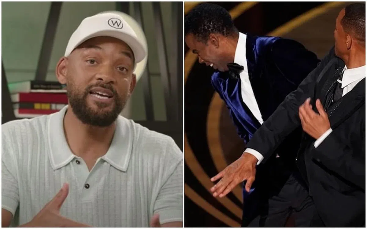 Will Smith（左图）录制影片向Chris Rock道歉。（互联网）