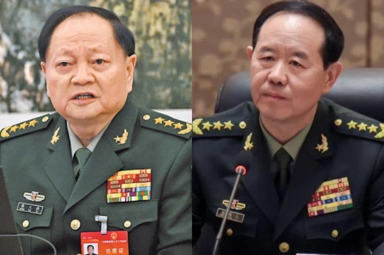 中国国防部今年1月24日公布，中央军委副主席张又侠（左）和军委委员、军委联合参谋部参谋长刘振立双双“涉嫌严重违纪违法”被查。（互联网）