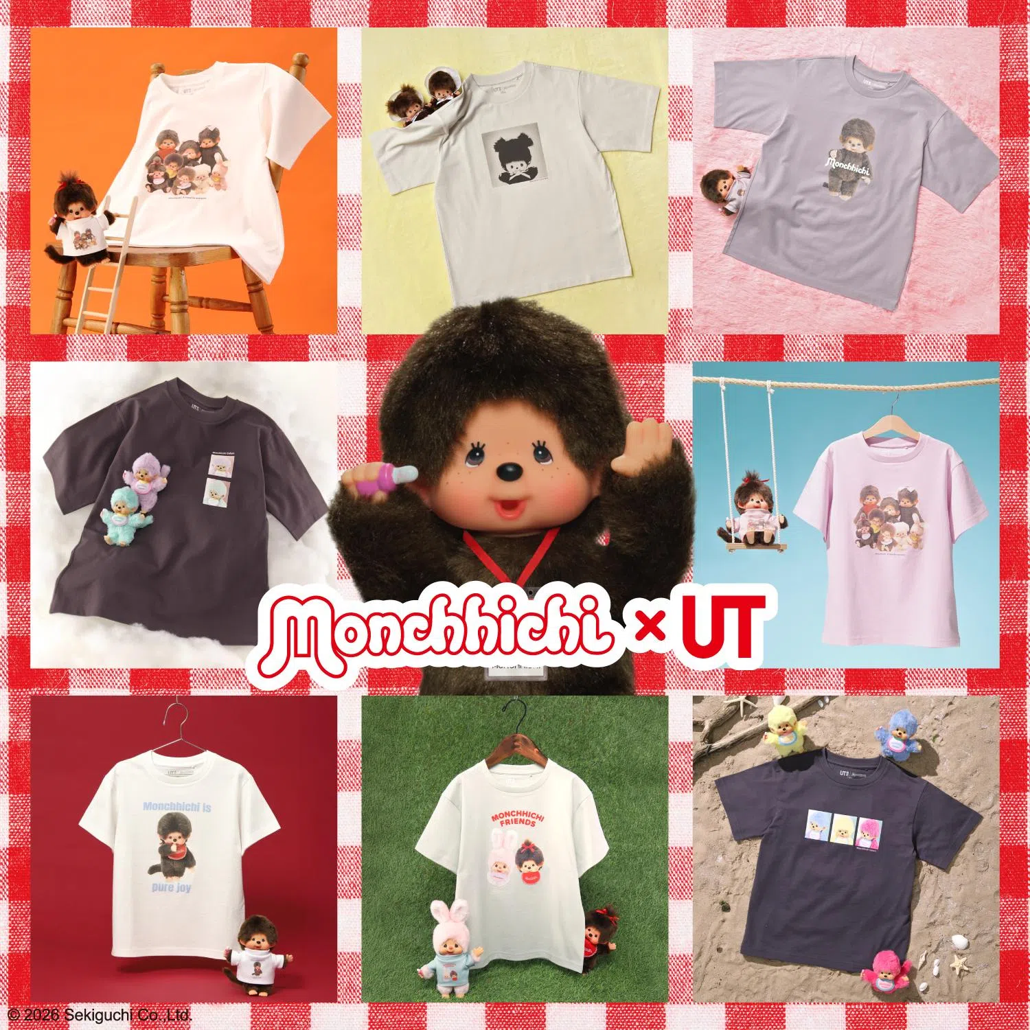 Uniqlo x Monchhichi联名T恤，将潮玩鼻祖蒙奇奇带回大众视野。（取自官网）