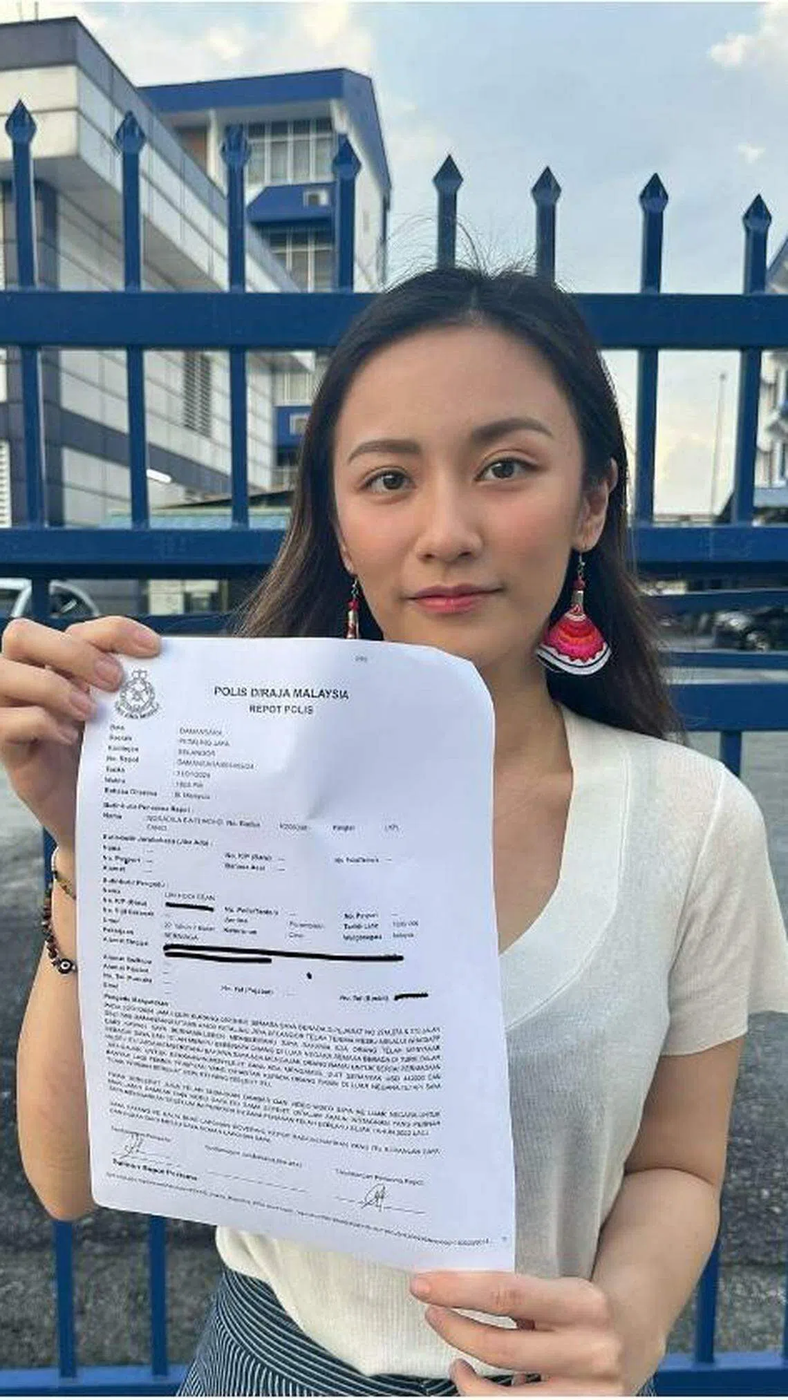 1月31日，林慧娴到吉隆坡白沙罗警察局报案，称个人信息被不法分子严重盗用，受害者来自新加坡、美国、加拿大、土耳其和哈萨克斯坦等国。（受访者提供）