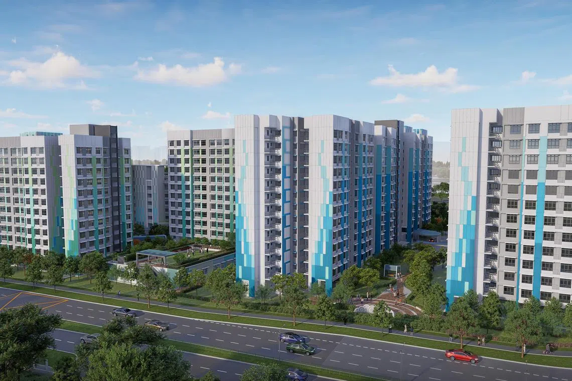 分析师指出，Tampines GreenTopaz项目可能是靠近地铁站、最低居住年限（MOP）仍是五年的最后一批组屋。（构想图／建屋局提供）