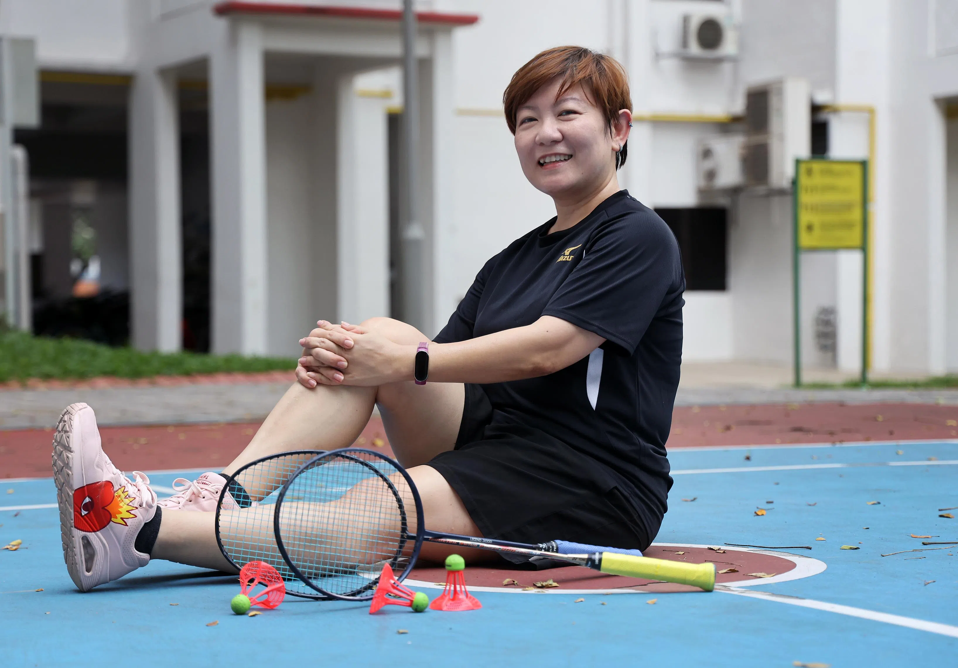 彭嘉莉爱好运动，学生时代是羽毛球校队成员，毕业后仍热衷于室内羽毛球运动，目前也打户外羽毛球。（萧紫薇摄）