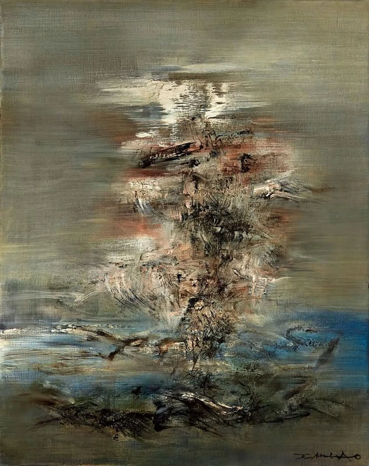 赵无极《04.06.62》油彩画布，92×73cm，1962年作，估价1500万至2500万港币（约256万4000新元至427万3000新元）。（图/中国嘉德（香港）提供）