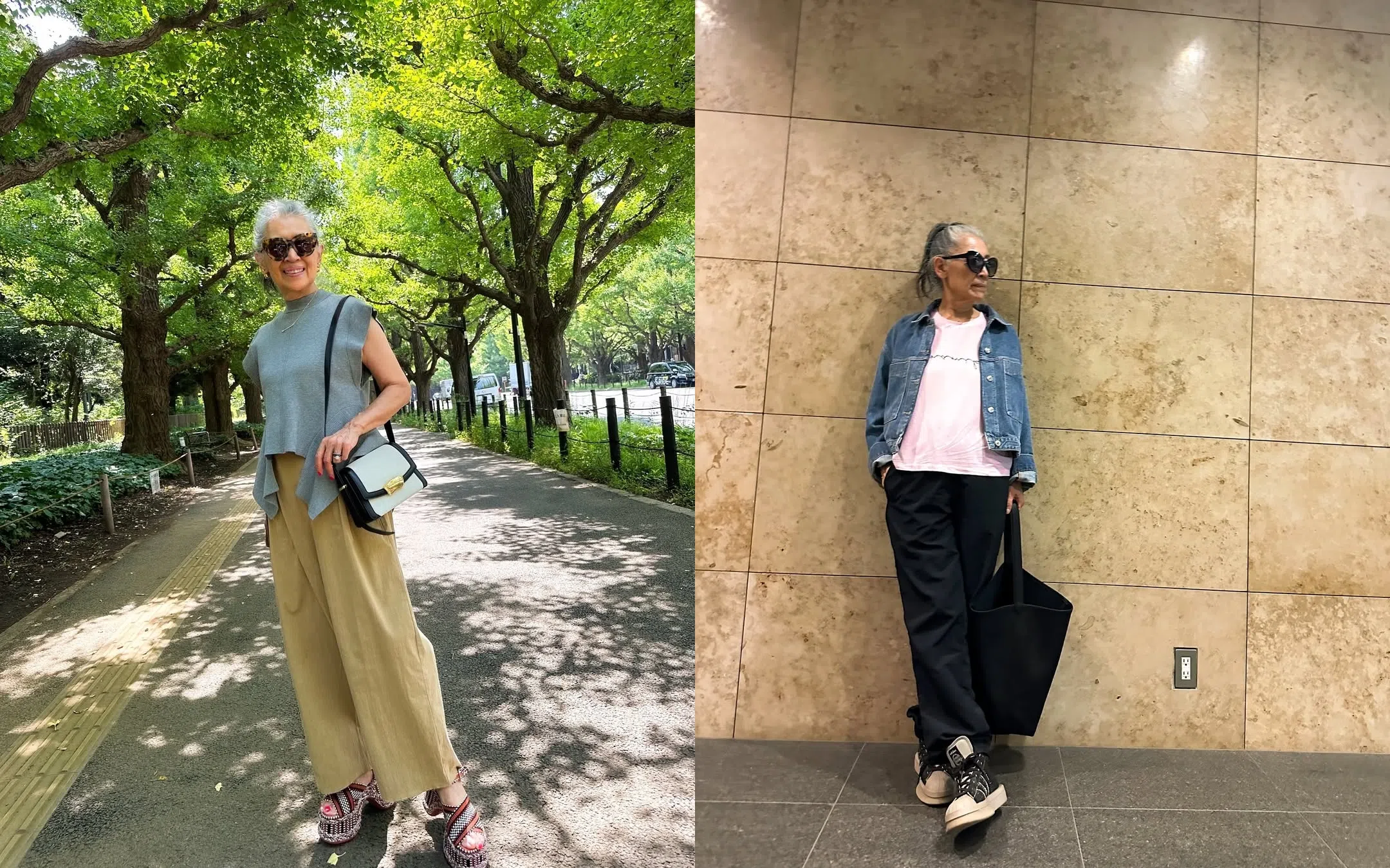 内藤麻美的日常造型喜欢穿阔腿裤，舒适且自由。（取自社媒）