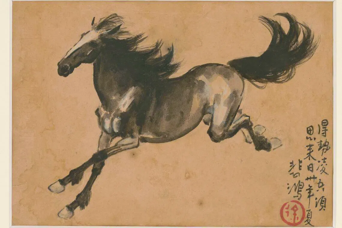 浪琴表与徐悲鸿美术馆合作，将《奔马（得势）》所蕴含的动感与优雅，注入名匠系列马年腕表中。（浪琴表提供）