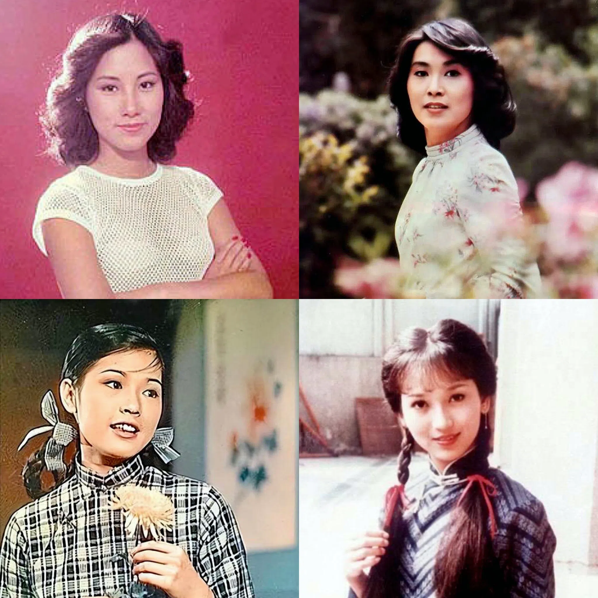 70年代公认的“四大花旦”为汪明荃（上排左，顺时针）、李司棋、赵雅芝和黄淑仪。（互联网）