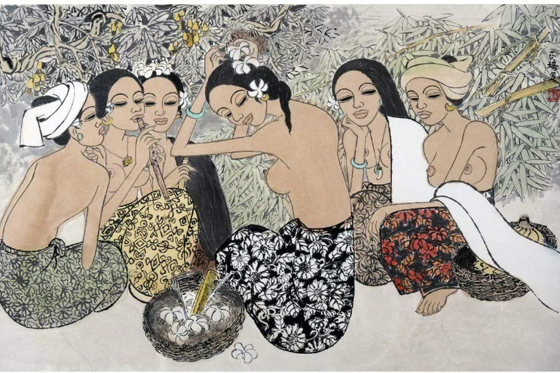 潘正培1977年水墨作品《马来妇女》。（Asia Art Collective提供）