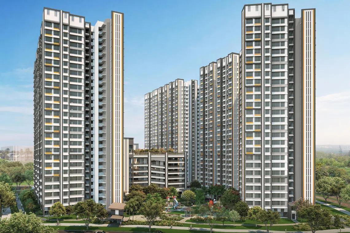 本轮预购组屋销售活动共有三个标准地段项目，包括三巴旺北的Sembawang Portico（图）和Sembawang Brook，以及兀兰Woodgrove Acres。（建屋发展局构想图）