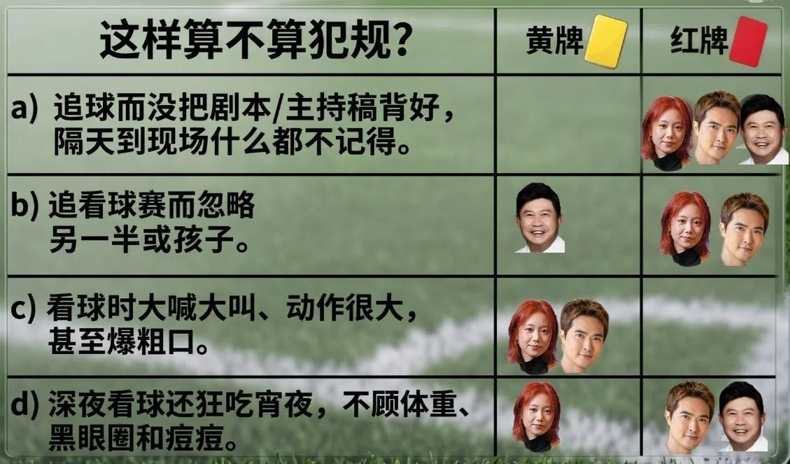 哪些追球行为犯规？《联合早报》请李腾、马䲰娗和陈天文充当裁判定夺。（档案照制图）