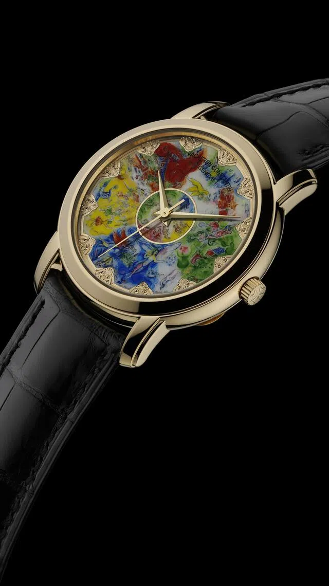 Chagall & l’Opéra de Paris表盘虽小，却承载了音乐与绘画的永恒对话，是一次极致工艺的挑战。（江诗丹顿提供）
