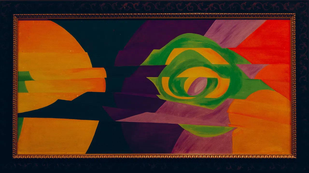 马来西亚艺术家Grace Inpam Selvanayagam木板油画《扭曲之眼》(1966）由马国驻新最高专员Dato’N.Parameswaran捐赠。（国立大学博物馆提供）