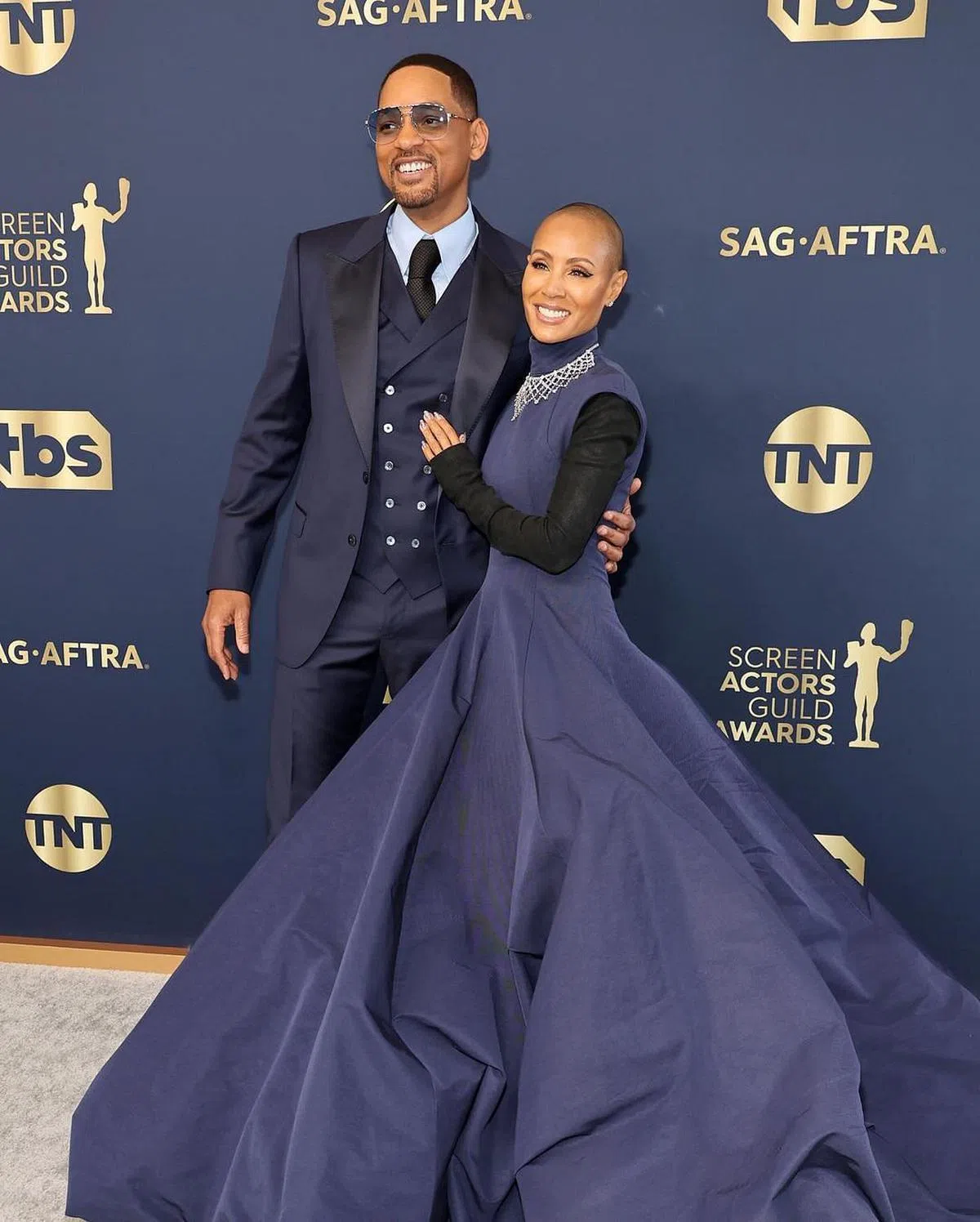 Will Smith的妻子Jada Pinkett Smith因为斑秃问题，2021年就剃光头。（Will Smith IG）