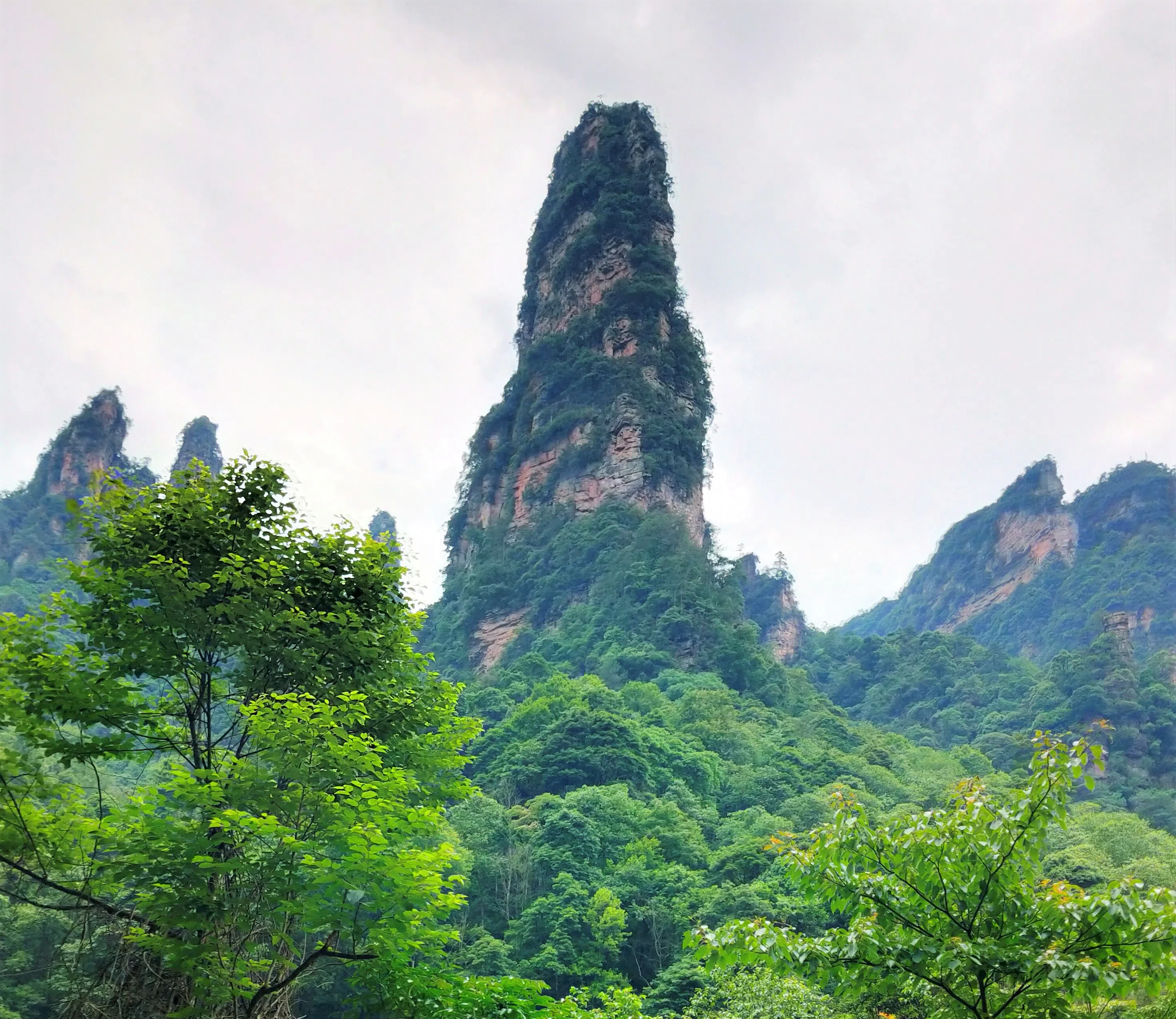 十里画廊内， 仰天而笑的峰柱。（陈静芳摄）