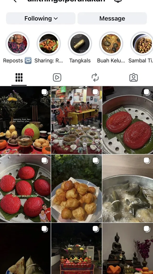 all.things.peranakan的账号页面，有着琳琅满目的土生华人美食。（取自all.things.peranakan IG）