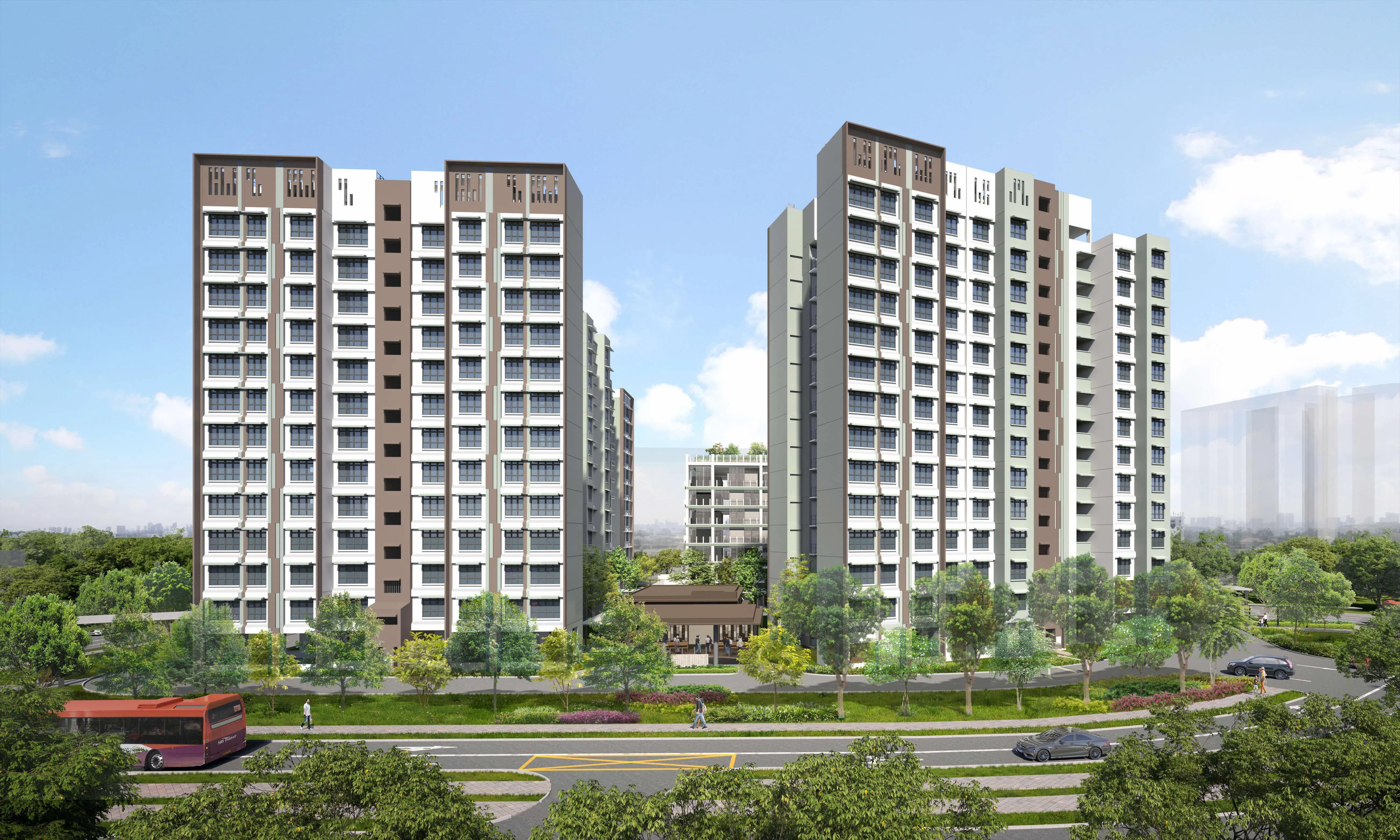 Tampines Nova项目的等候期为两年八个月，将建有两栋14层楼组屋，提供255个二房式灵活单位及四房式单位。（建屋局构想图）