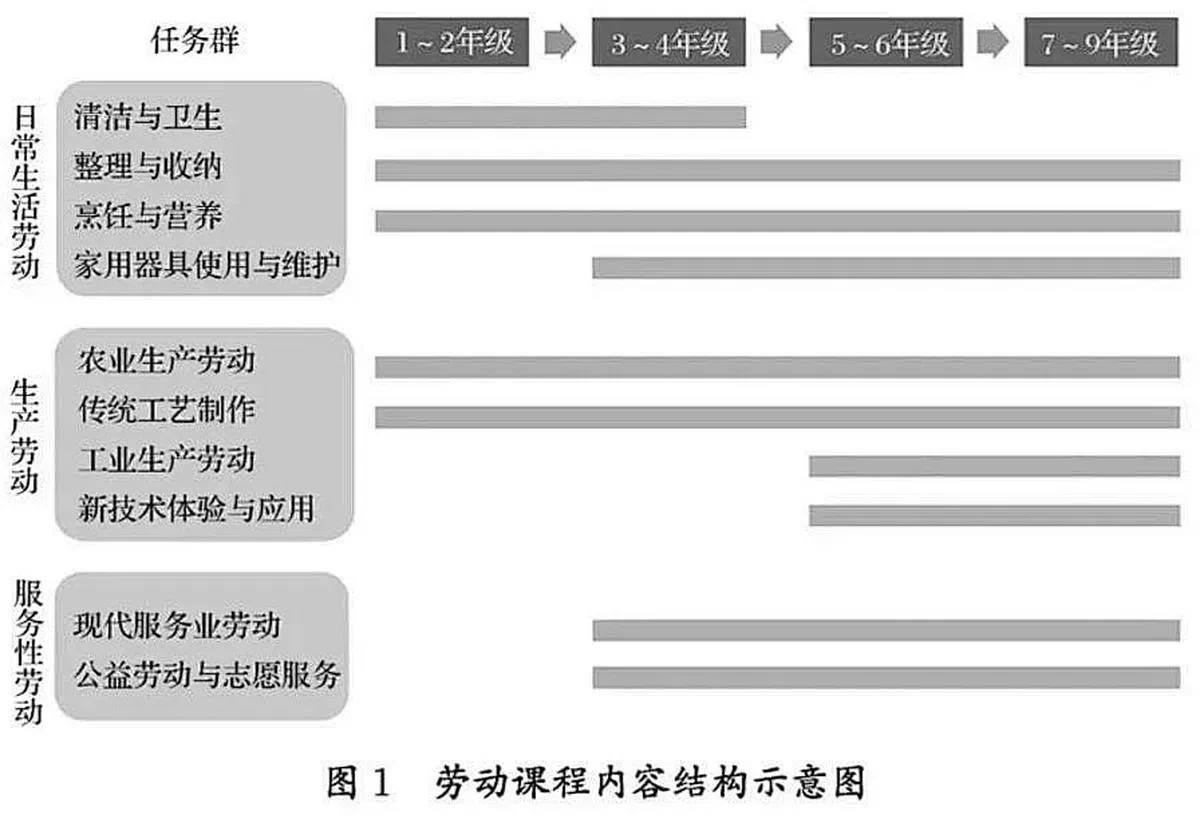 劳动课的课程框架。（中国教育部官网）