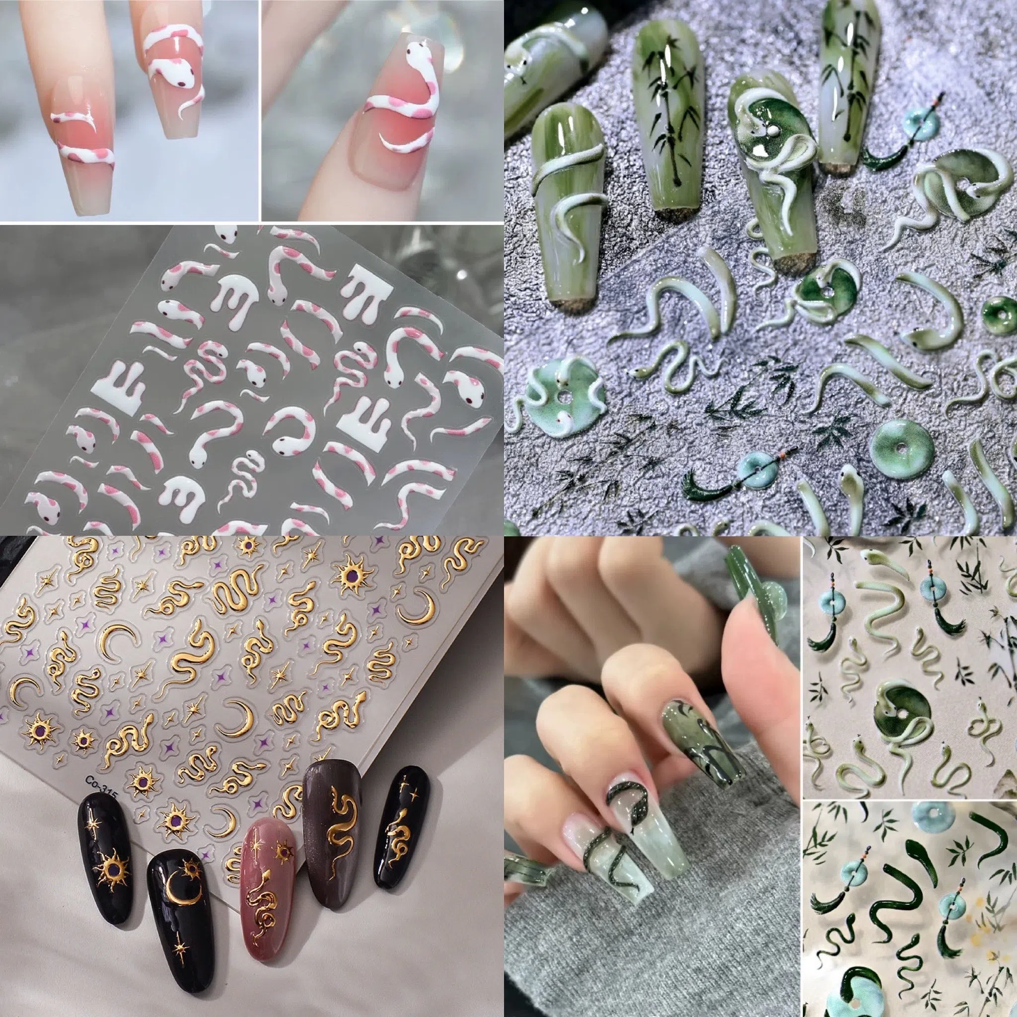 蛇年用灵蛇美甲贴纸点缀纤纤十指。（取自Shopee）