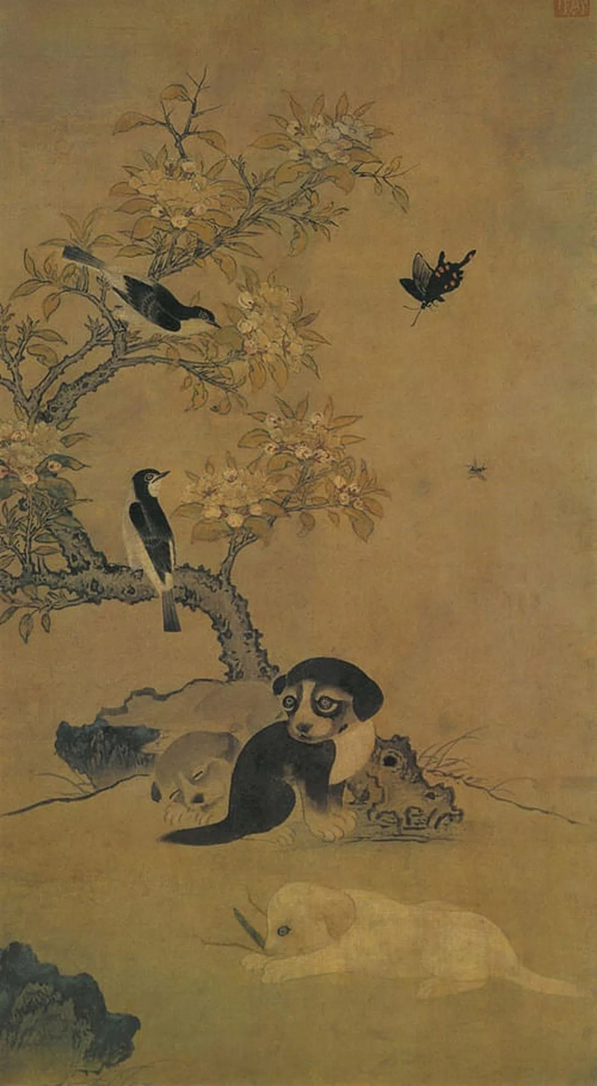 “花鸟狗子图”差点成为朝鲜国父金日成的收藏品。（取自互联网）