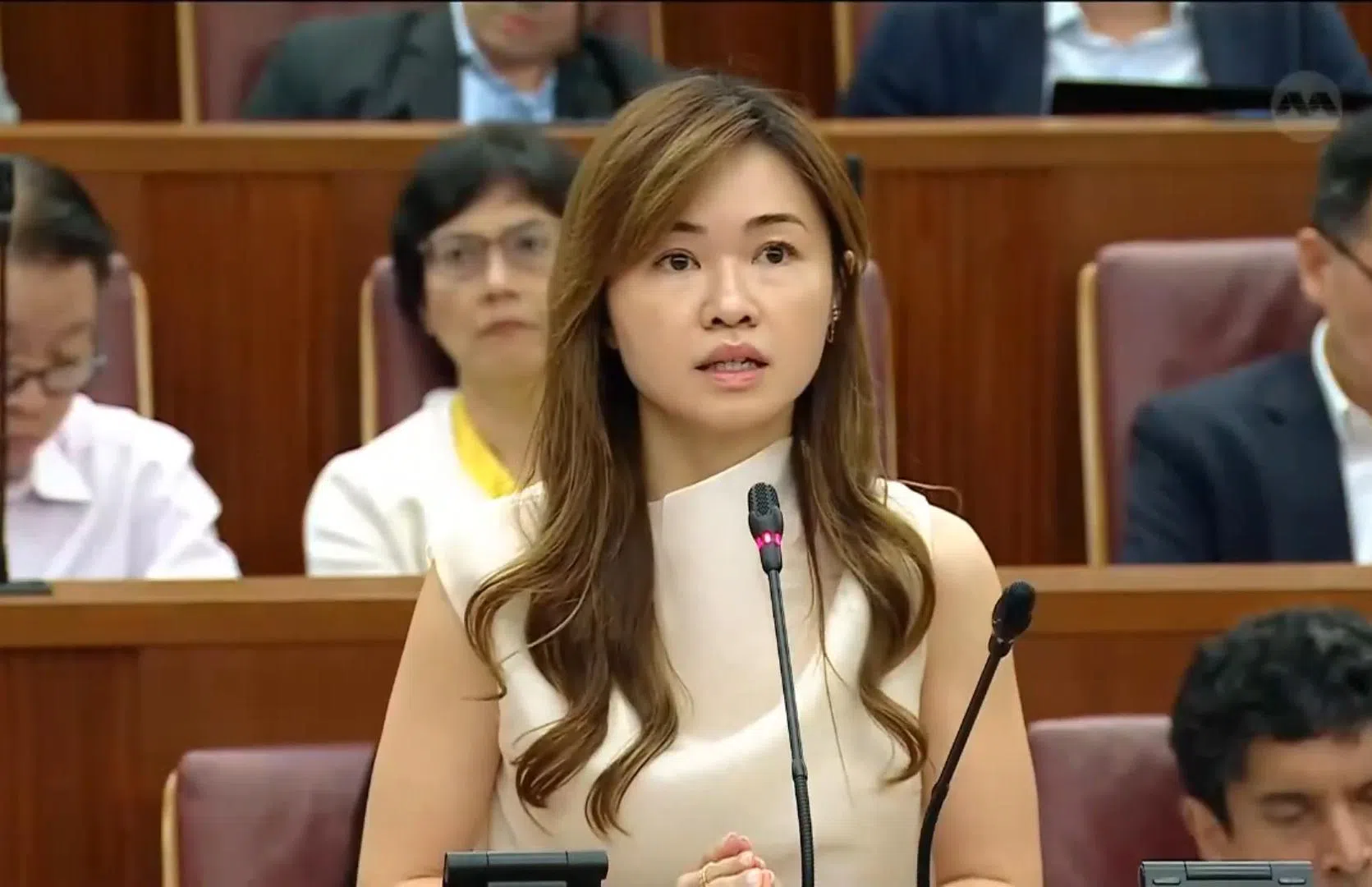 政府国会交通委员会主席陈佩玲下星期二将在国会提呈动议，探讨如何在巩固我国全球交通枢纽优势的同时，确保交通业员工顺利转型。（视频截图）