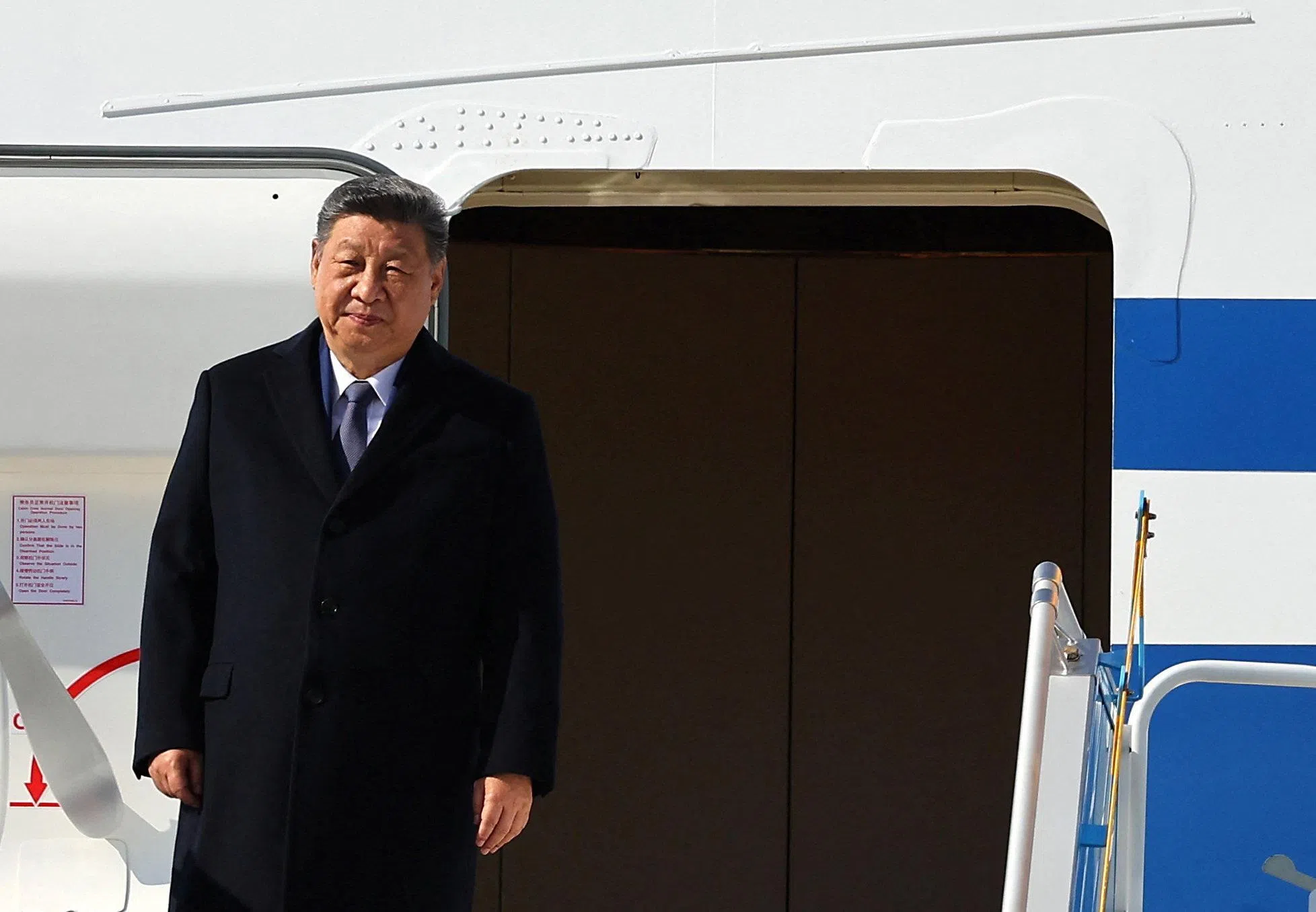 中国国家主席习近平星期四（10月30日）早上抵达韩国釜山金海国际机场，之后与美国总统特朗普会晤。（路透社）