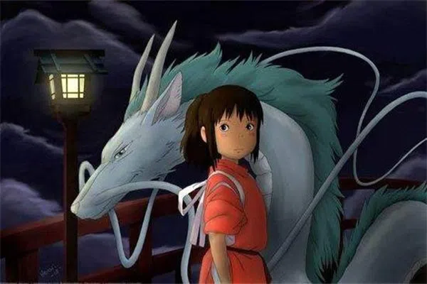宫崎骏经典动画片《千与千寻》女主人公和白龙琥珀川。（互联网）
