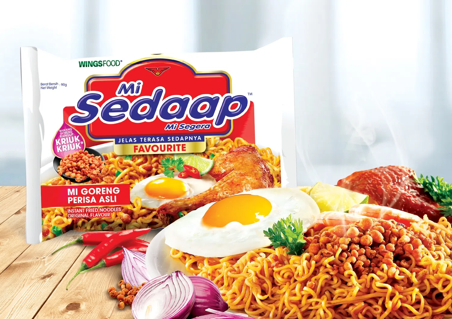 Mi Sedaap原味干面，以其弹牙的面条和酥脆的炸葱闻名。（图/Mi Sedaap提供）