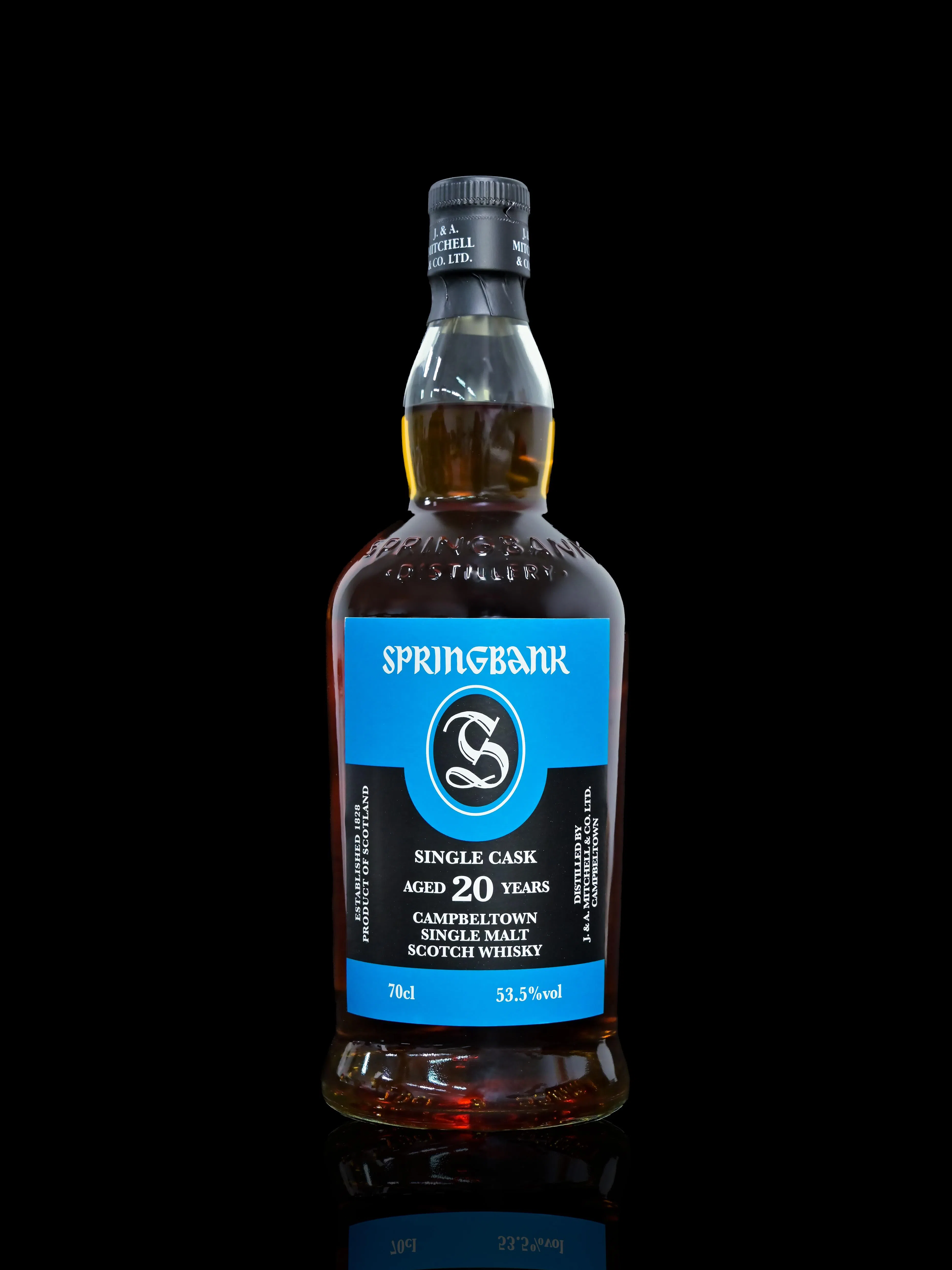 苏格兰“云顶”（Springbank）20年是非常少见的酒款与单桶威士忌。（酒商提供）