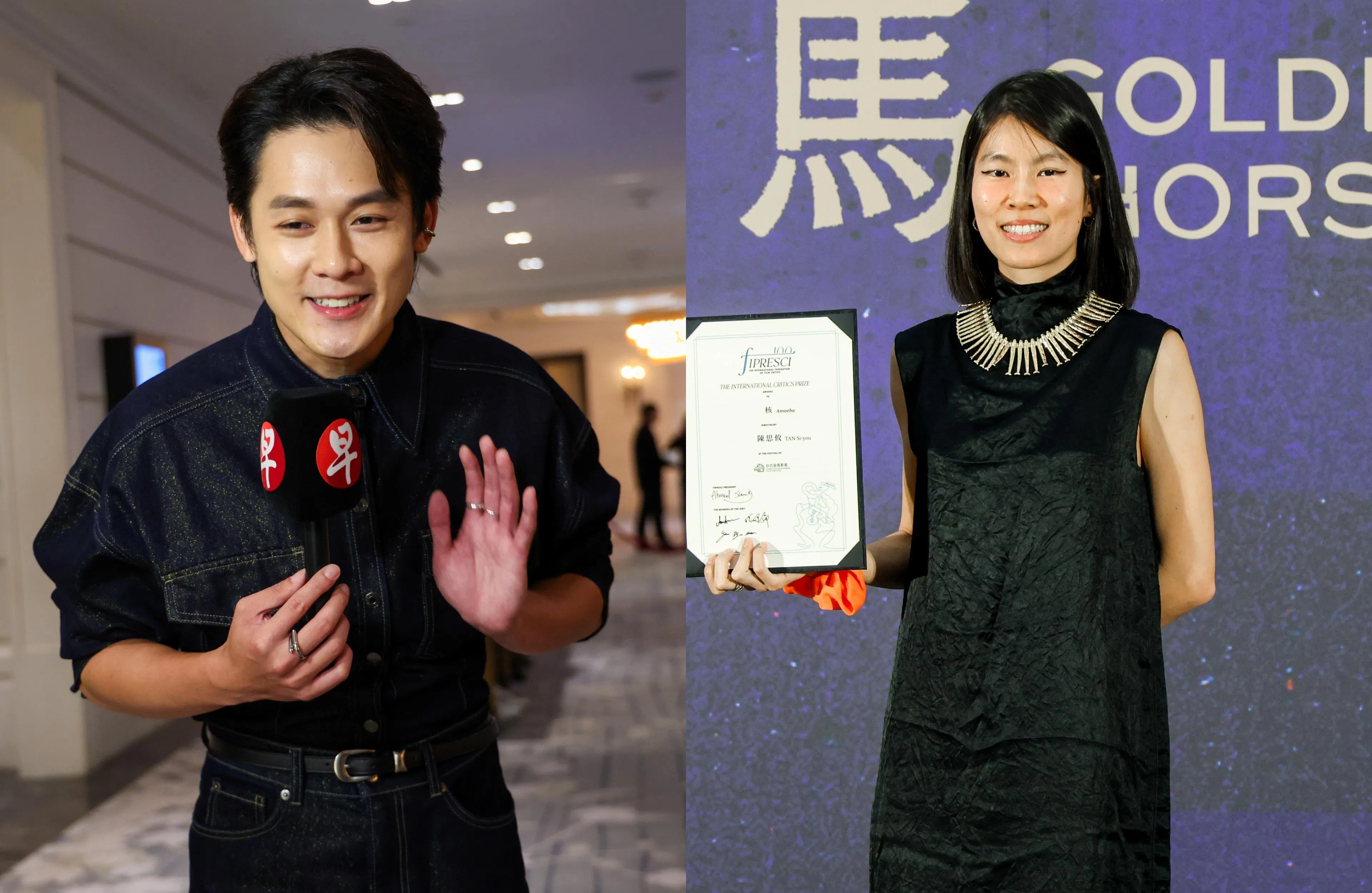 入围影帝的许瑞奇（左）和本地新晋导演陈思攸，是这次金马62采访的重点。（白艳琳摄）