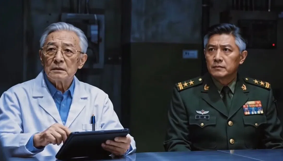 片中人物穿的显然不是新加坡军官服（右）。（截图自影片预告片）