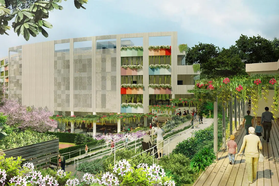 新协立综合设施加建的四层楼高建筑将在今年第三季陆续开放。新楼有供举办社区活动的空间；让特需者展示作品的艺术展馆、培训室，以及餐饮等设施。图为新楼构想图。（新协立提供）