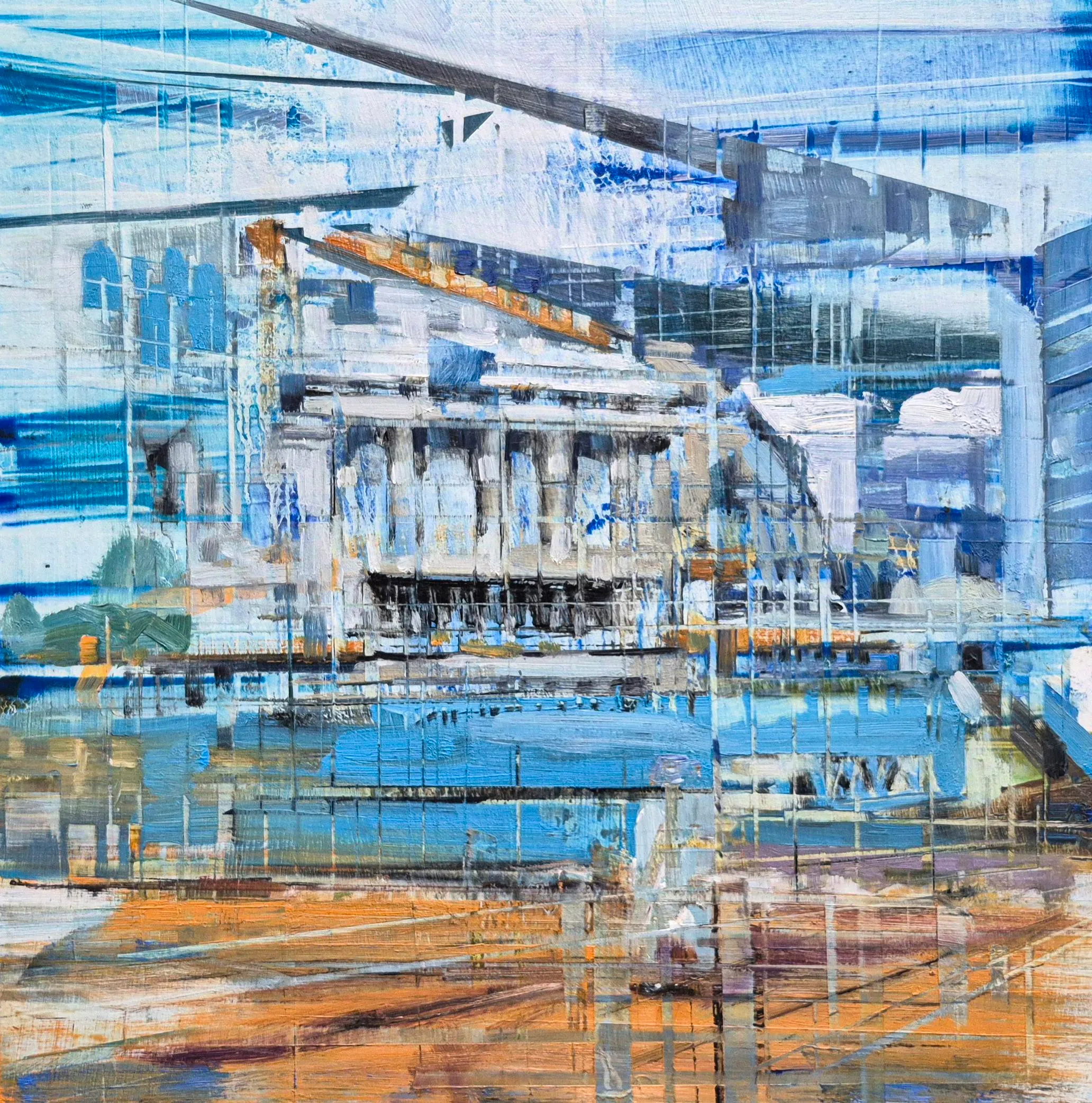 巫思远纤维板上的油画《光的记忆#2》 （2025）。（那薇画廊提供）