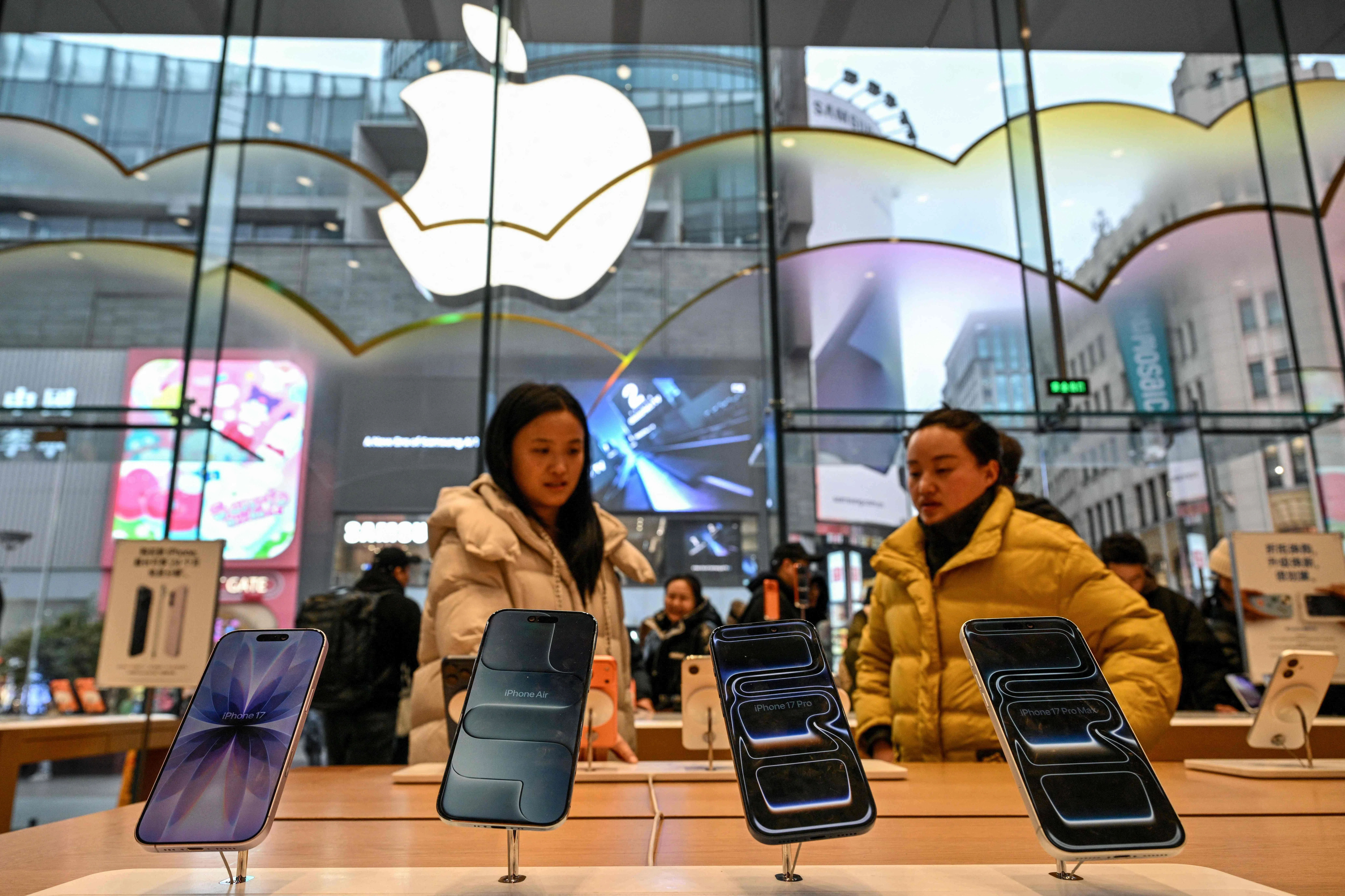 苹果公司的iPhone是今年1月份中国市场取得销量增长的唯一智能手机产品。（法新社）