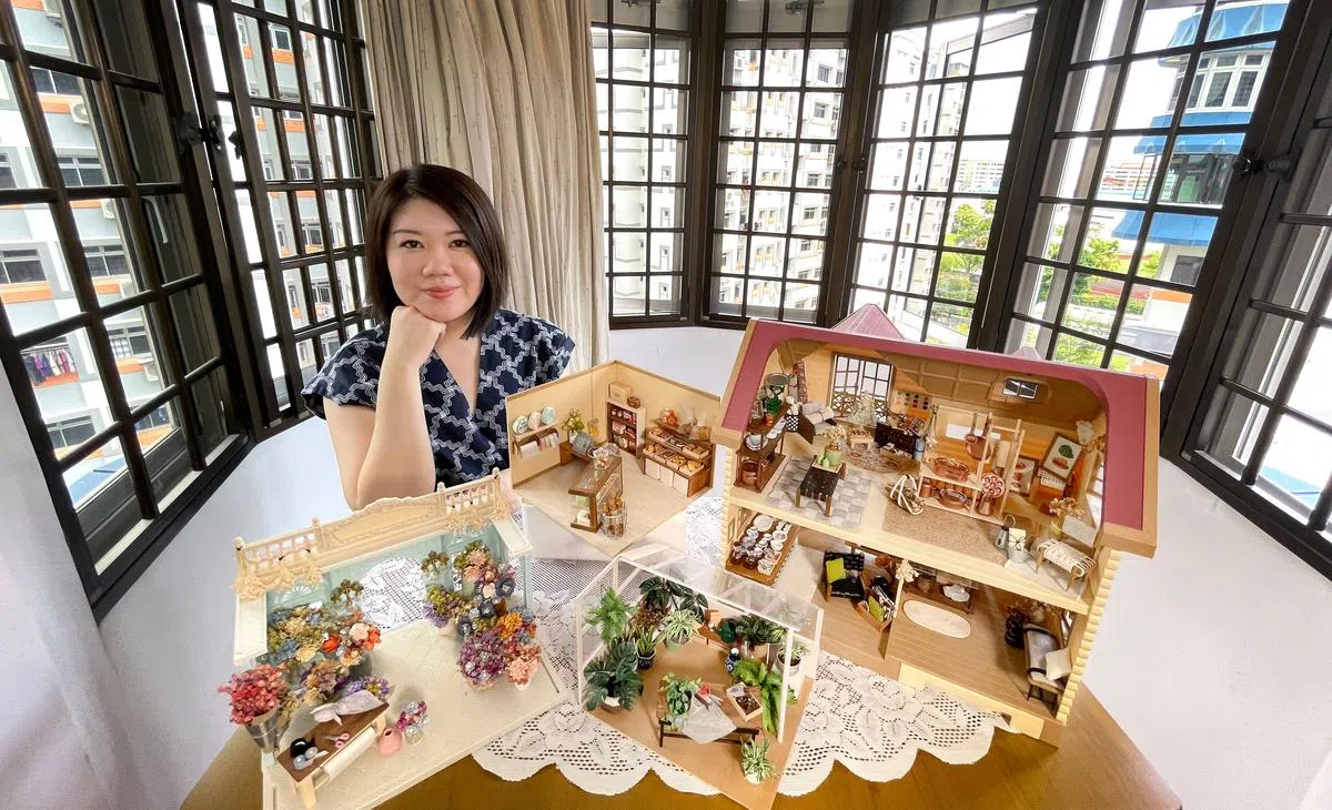 李美贤在忙碌之余，乐于利用下班后的休闲时间，将创作微缩模型的爱好发挥得淋漓尽致。（萧紫薇摄）