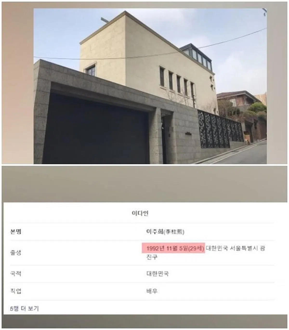 李昇基2020年买下位于首尔城北洞的建筑（上图）；而他的个人工作室“Human Made”的理事名单则为女友李多寅。（图/互联网）
