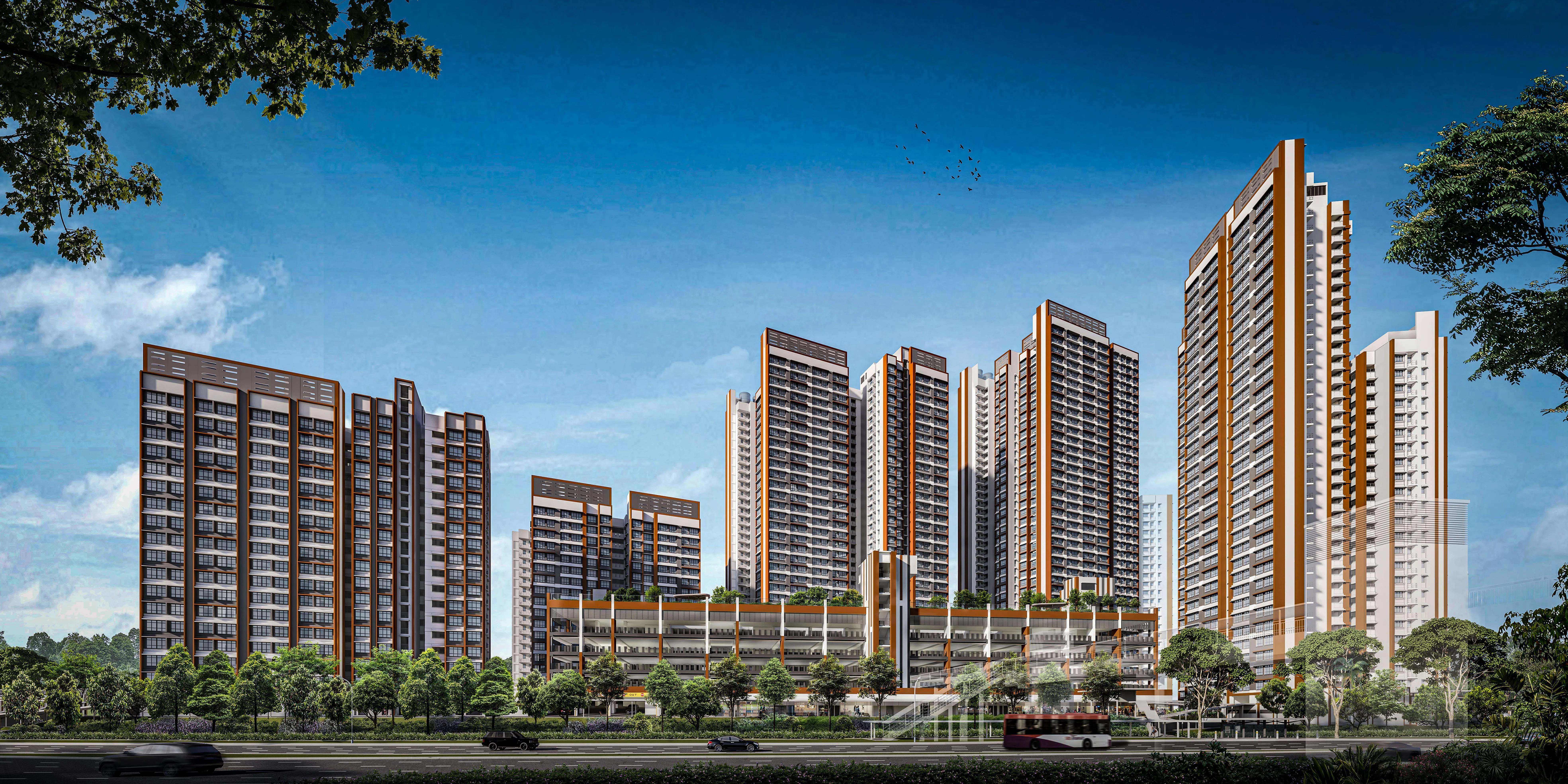碧山Lakeview Cascadia是这一区超过40年来首次推出的预购组屋，这个黄金地段项目的首次购屋单身者申购率为7.3，四房式单位的首次购屋家庭申购率则为3.7。（建屋局提供构想图）