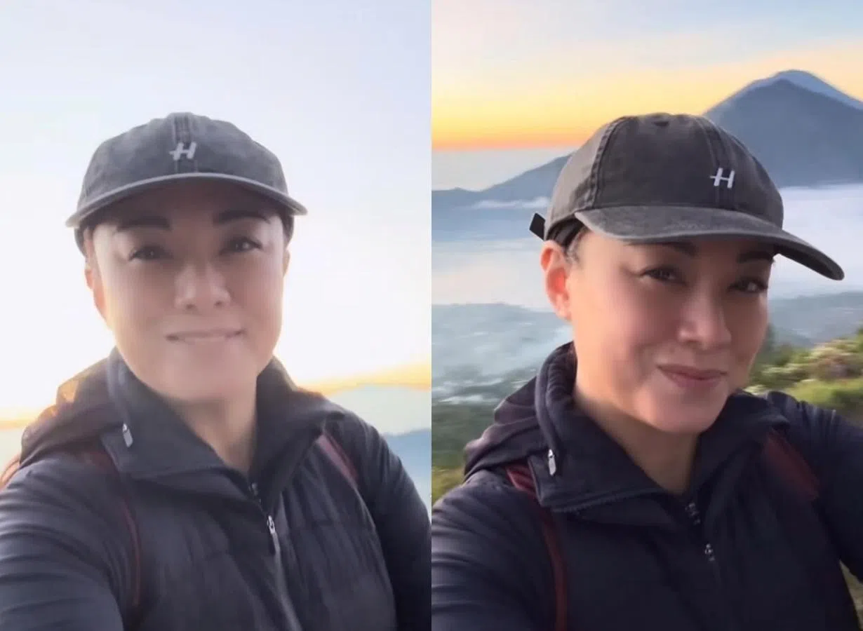 廖碧儿秀出走山短视频，看得出她最近有点幸福肥。（截取自廖碧儿IG）