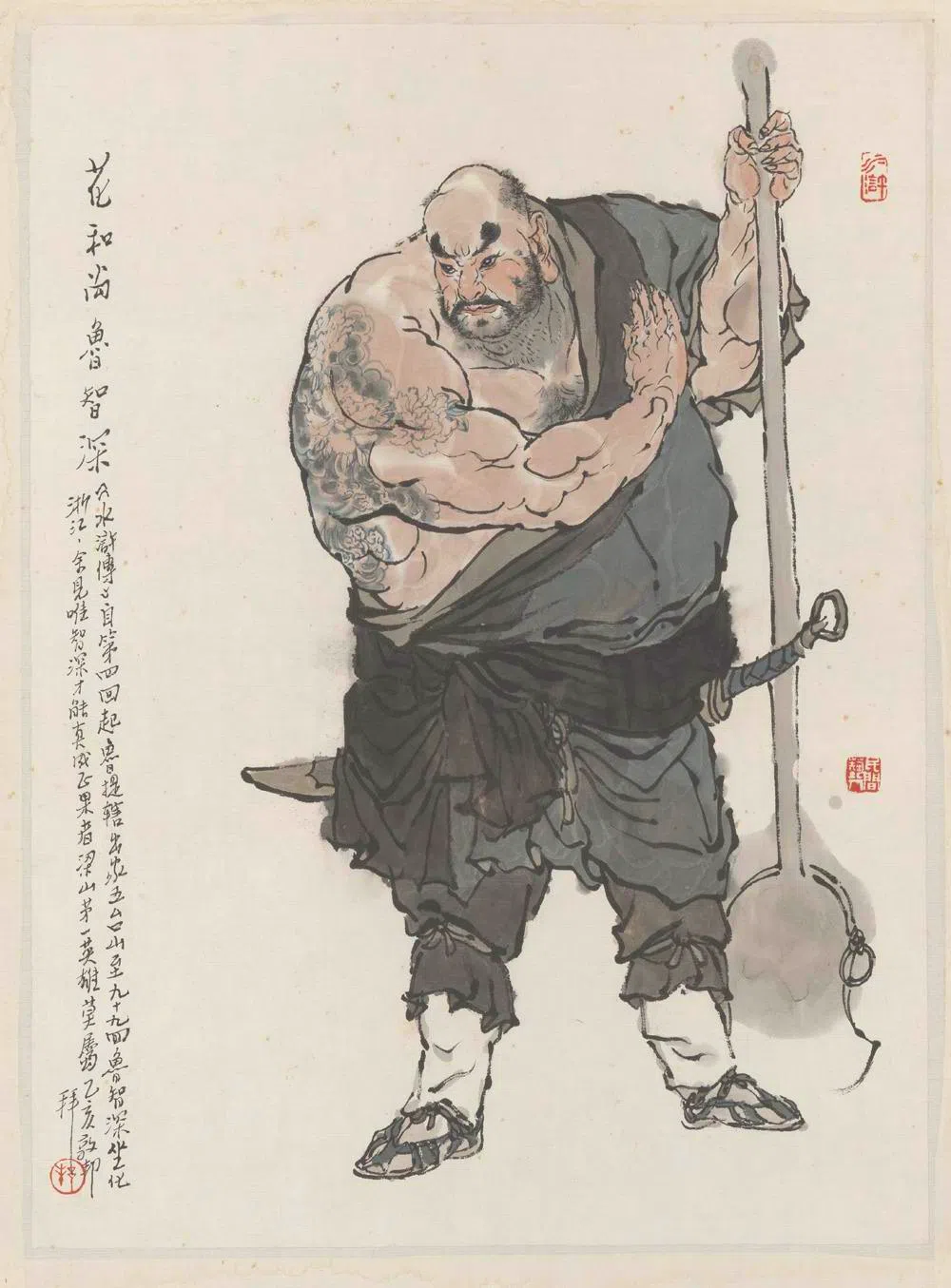 戴敦邦画笔下的鲁智深高大威猛，为电视剧演绎奠定基础。（戴敦邦提供）