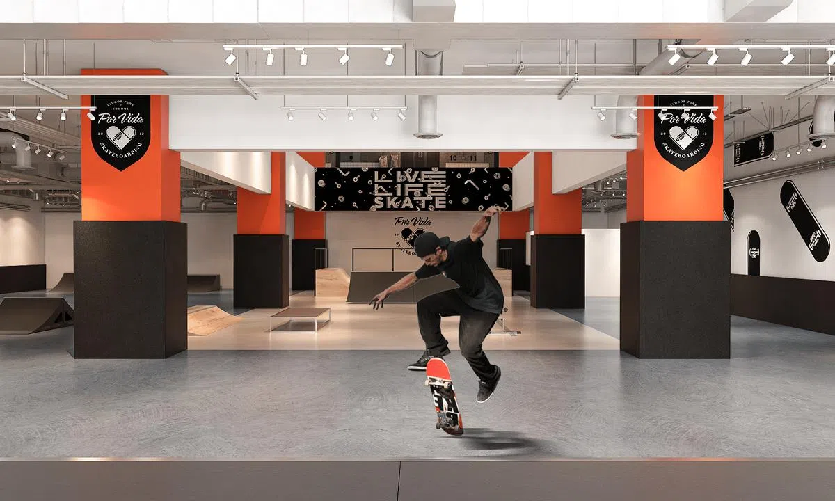 本地新开的室内滑板场Por Vida Skateboarding（图/商家提供）。