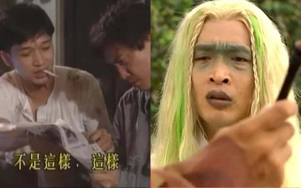 游飚的经典绿叶角色包括《大时代》中的报贩（左图）和《搜神传》里的“杜三”。（互联网）